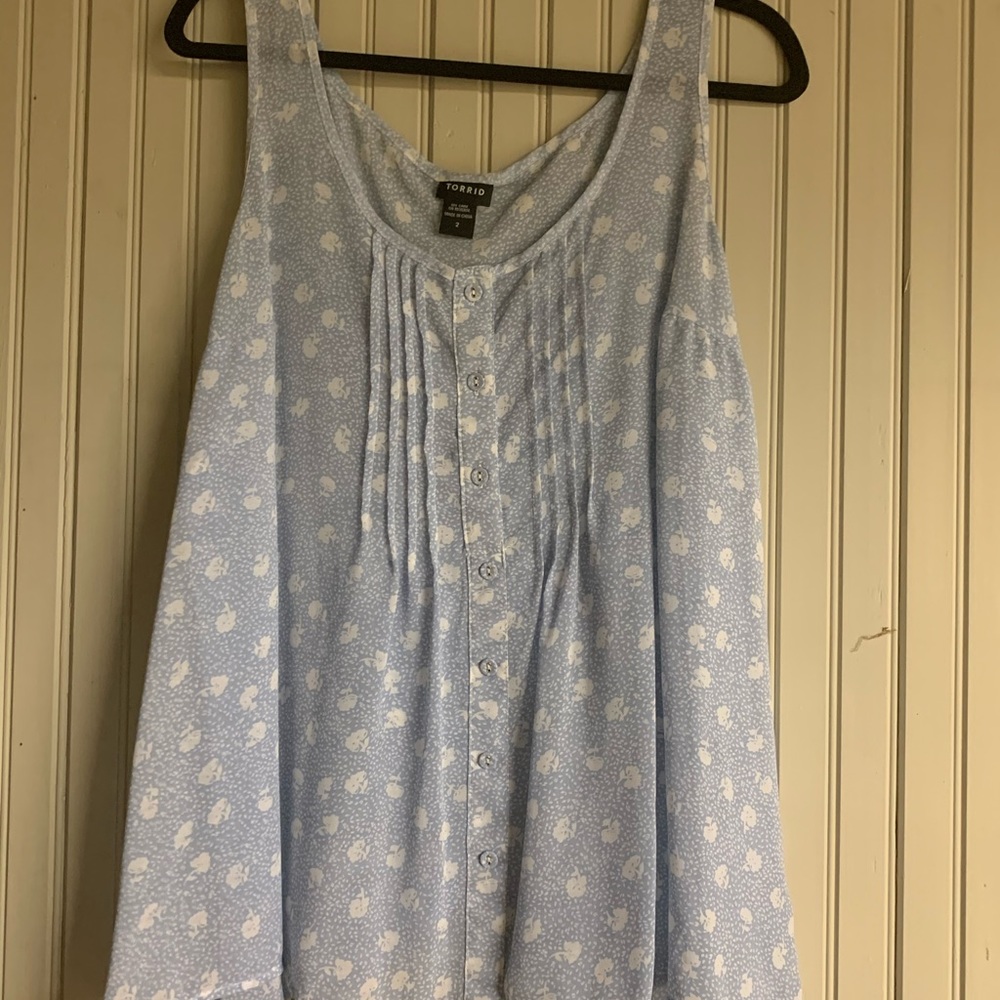 Baby blue floral sleeveless top